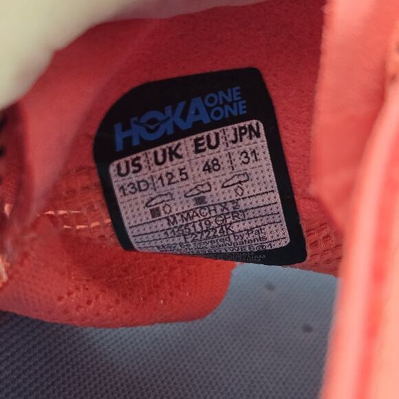 NEW Hoka One One Mach X 2 Mens Size 13D Running Shoe 1155119 GFRT Red Blue White - Picture 10 of 12